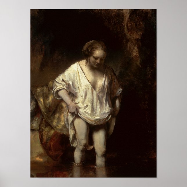 Póster Mulher Bathing em um Stream, 1654 (Frente)