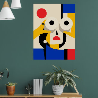 Poster Mulher Bauhaus Binóculos Olhando para Frente Arte