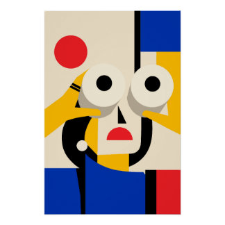 Póster Mulher Bauhaus Binóculos Olhando para Frente Arte