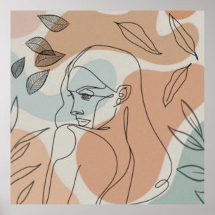 Poster Mulher-boho de arte em linha