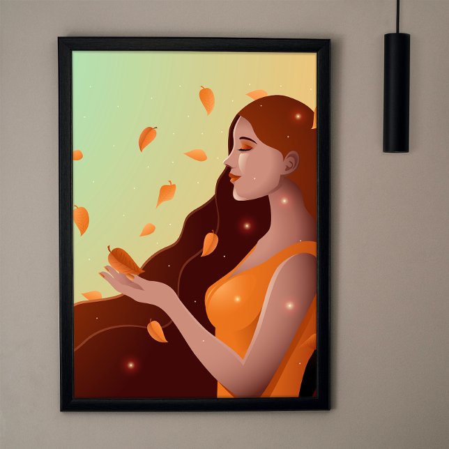 Poster Mulher Bonita como Representação do Outono (Criador carregado)