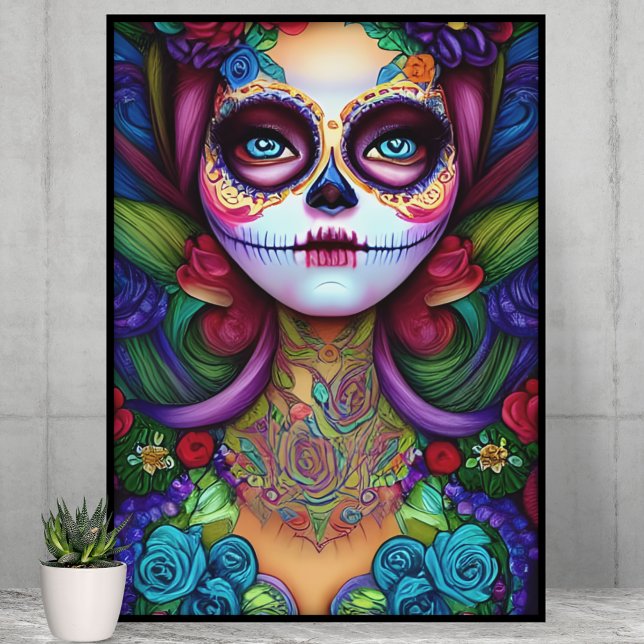Poster Mulher Bonita Día de los Muertos (Criador carregado)