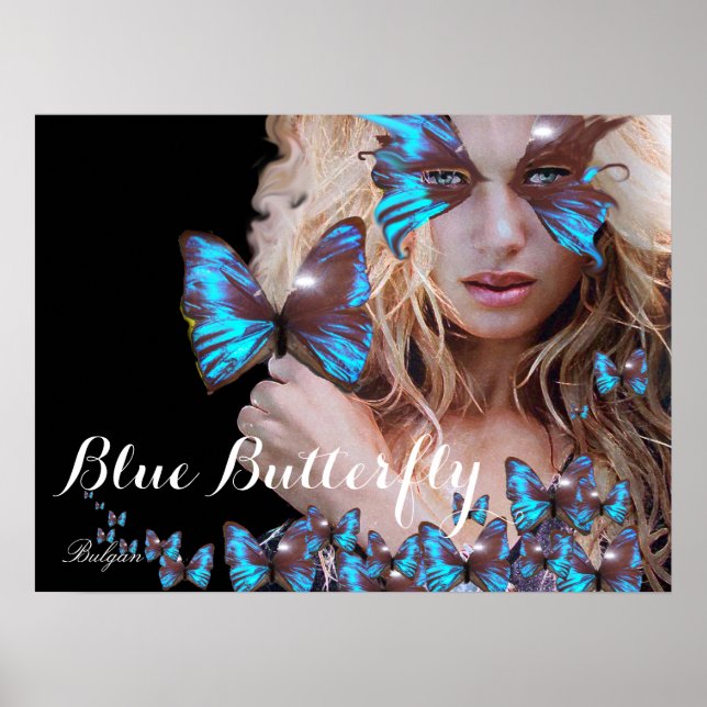 POSTER MULHER BORBOLETA AZUL (Frente)