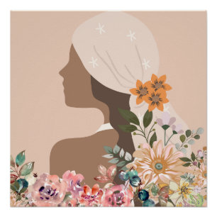 Póster Mulher Botânica de Estética Neutra