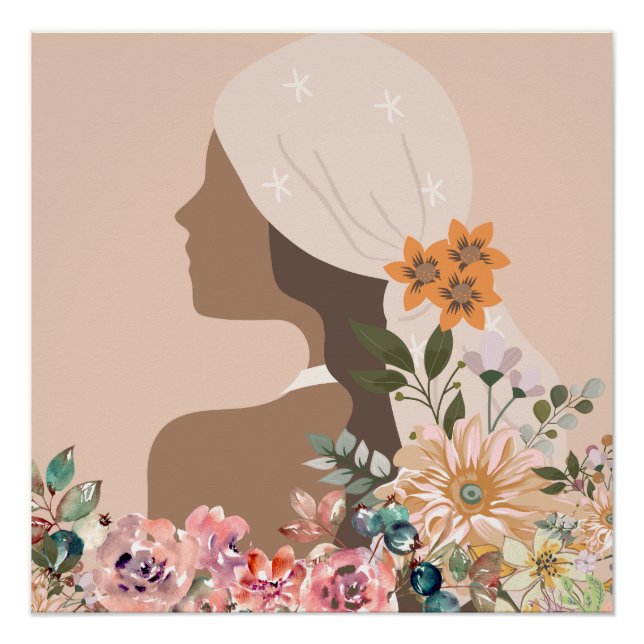 Póster Mulher Botânica de Estética Neutra (Frente)