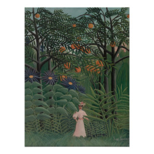 Póster Mulher Caminhando em uma Floresta Exótica, Henri R