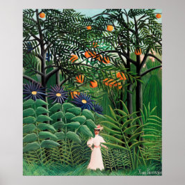 Poster Mulher Caminhando numa Floresta Exótica, Henri Rou