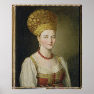 Poster Mulher camponesa na fantasia russa, 1784