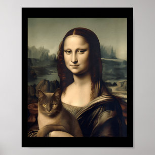 Poster Mulher Cat Lover Mona Lisa Cat Kitten