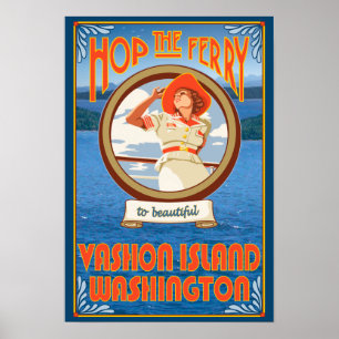 Poster Mulher Cavalgando - Ilha de Vashon, Washington