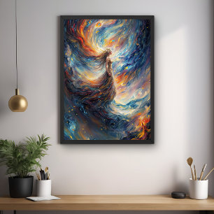 Póster Mulher Celestial em Fiery Cosmos Art