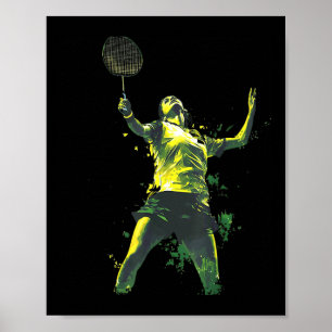 Poster Mulher cheia de ação jogando badminton 