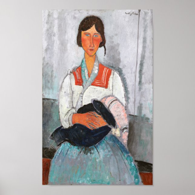 Poster Mulher cigana com bebê, Modigliani (Frente)