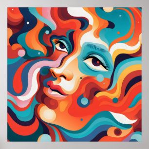 Poster Mulher Colorida Vibrante Grelha de Emoções