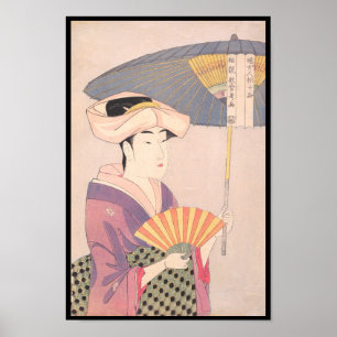 Poster Mulher com a senhora do japonês de Kitagawa