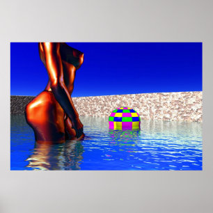 Poster mulher com bola na água