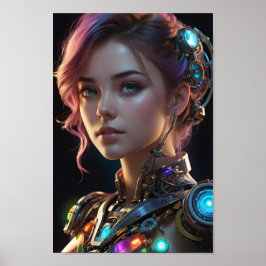 Poster Mulher com Cabelo Rosa Vibrante