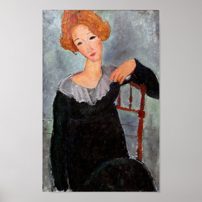 Poster Mulher com Cabelo Vermelho, Modigliani (Frente)