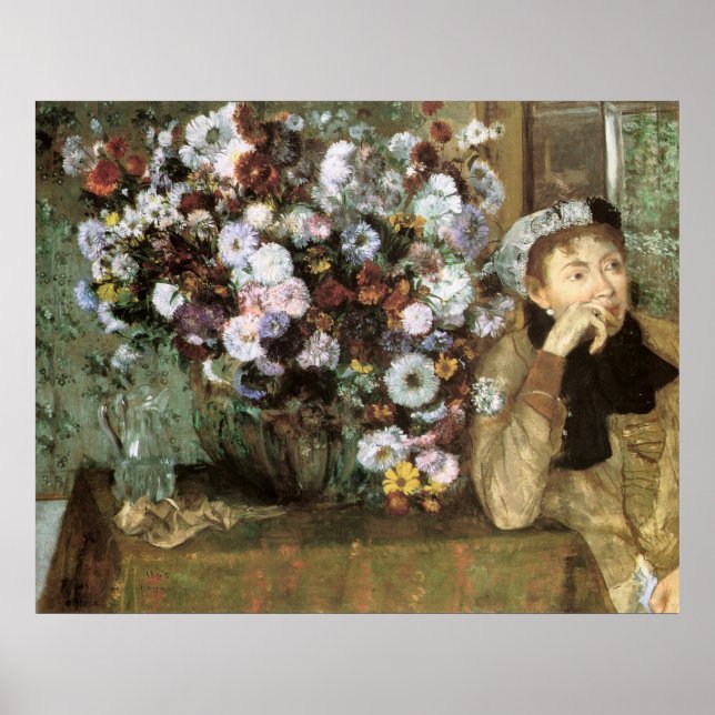 Póster Mulher Com Chrysanthemum (Frente)