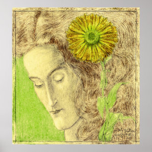 Poster Mulher com Chrysanthemum - Jan Toorop