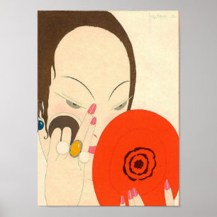 Poster MULHER COM composição VERMELHA da forma da belez