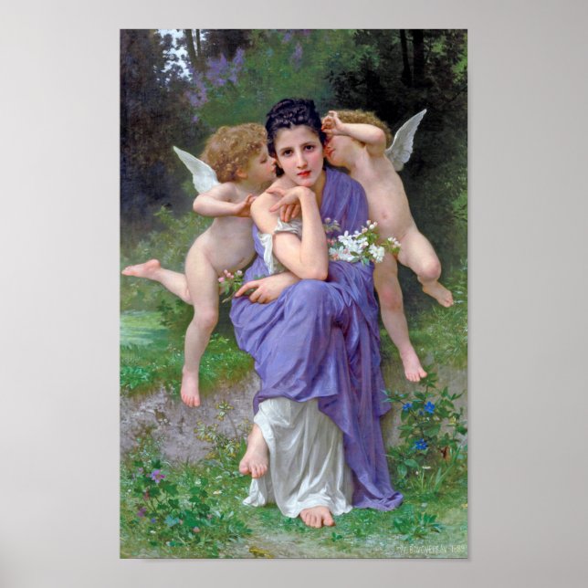 Poster Mulher com Cupido, Bouguereau (Frente)