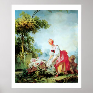 Póster MULHER COM DOIS FILHOS Canvas Premium