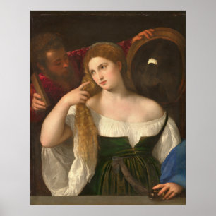 Póster Mulher com espelho de Titian