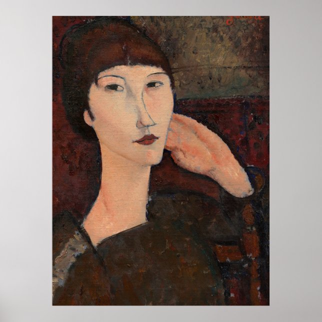 Poster Mulher com franja de cabelo por Amedeo Modigliani (Frente)