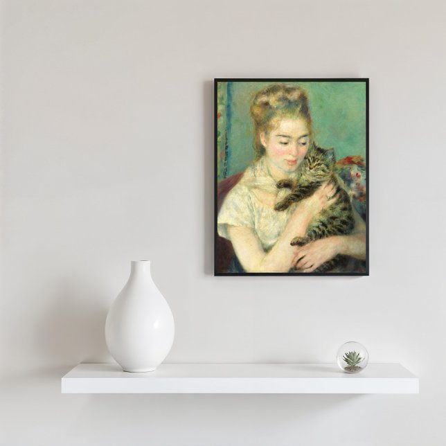 Poster Mulher com gato, Auguste Renoir Fine Art (Criador carregado)
