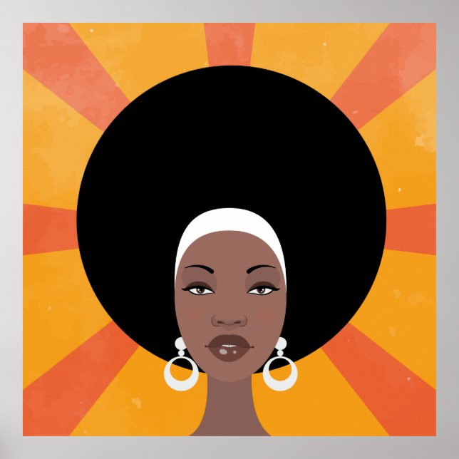 Póster Mulher com ilustração afro-capilar (Frente)