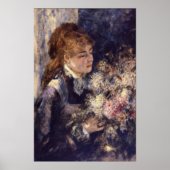 Póster Mulher com Lilases por Pierre Renoir (Frente)