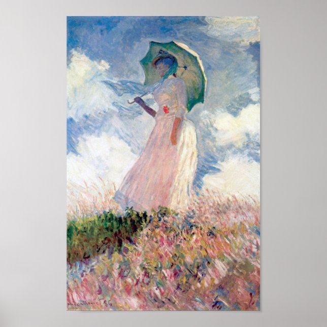 Poster Mulher com Parasol, Claude Monet, 1886 (Frente)
