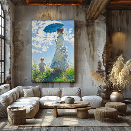 Poster Mulher com Parasol e Criança - Arte Impressionista