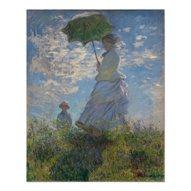 Póster Mulher com Parasol - Madame Monet e seu filho (Frente)