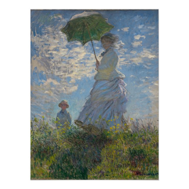 Póster Mulher com Parasol - Madame Monet e seu filho (Frente)