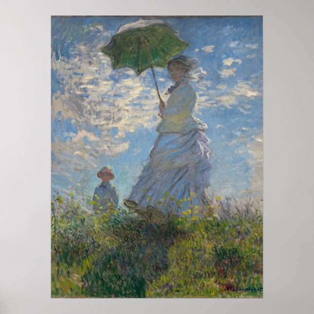 Poster Mulher com Parasol - Madame Monet e seu filho (Frente)