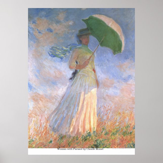 Póster Mulher com Parasol por Claude Monet (Frente)