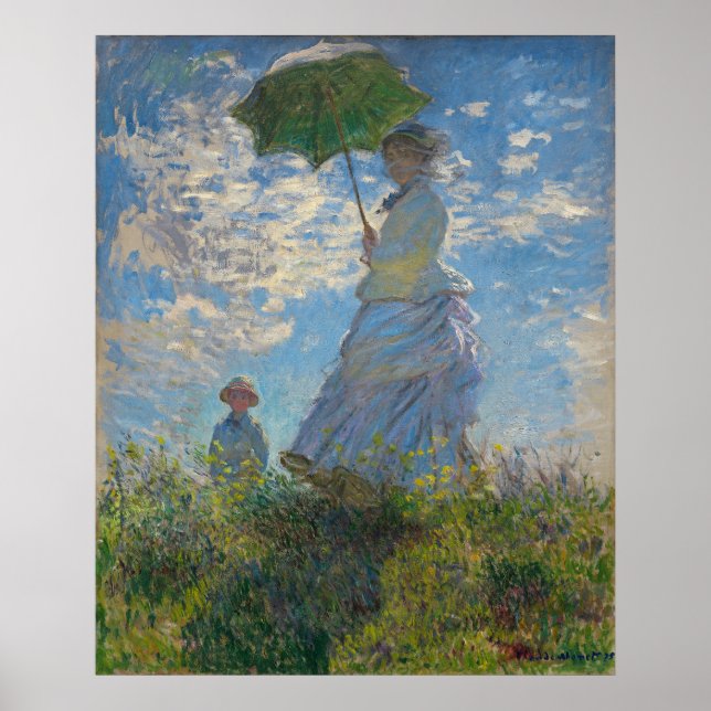 Póster Mulher com Parasol por Claude Monet (Frente)