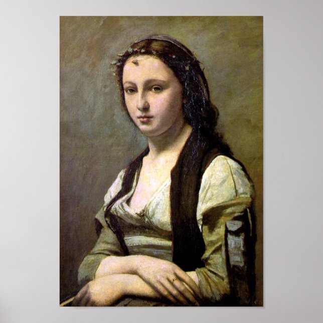 Poster Mulher com pérola, Camille Corot, 1868-1870 (Frente)