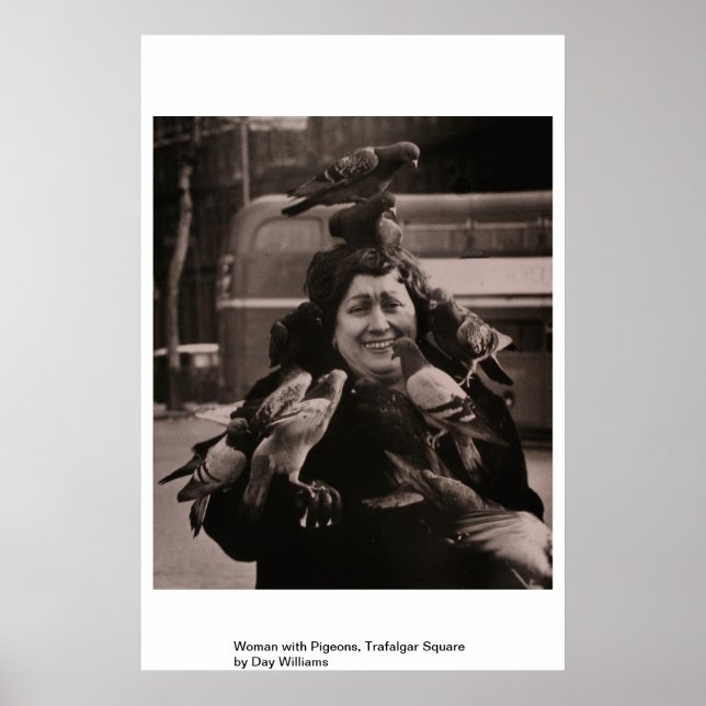 Poster Mulher com pombos, Praça de Tralgar (Frente)