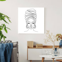 Mulher com turbante, desenho linear