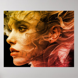Poster Mulher com um clima de 1974 numa parede quadrada