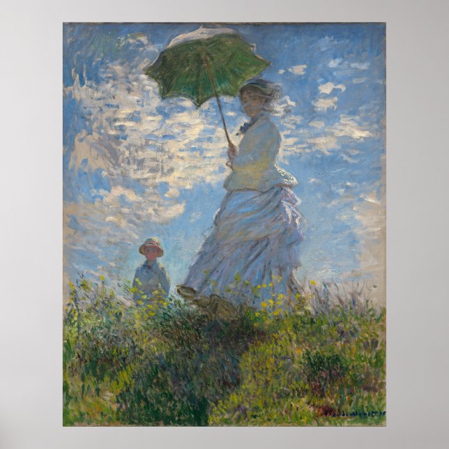 Poster Mulher com um Guarda-Sol | Paisagem Francesa (Frente)