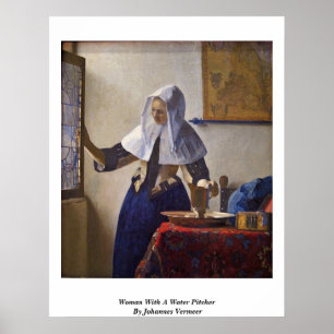 Póster Mulher com um jarro da água. Por Johannes Vermeer