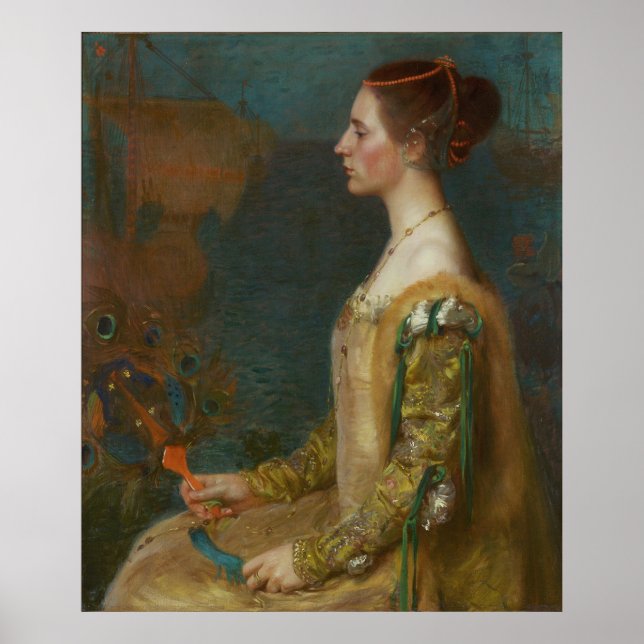 Poster Mulher com um Leque por Albert Herter (Frente)