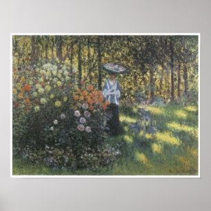 Póster Mulher com um parasol no jardim em Argenteuil