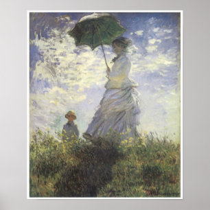 Póster Mulher com um parasol - senhora Monet & seu filho