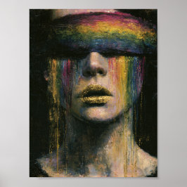 Poster Mulher com Venda de Chuva de Cores
