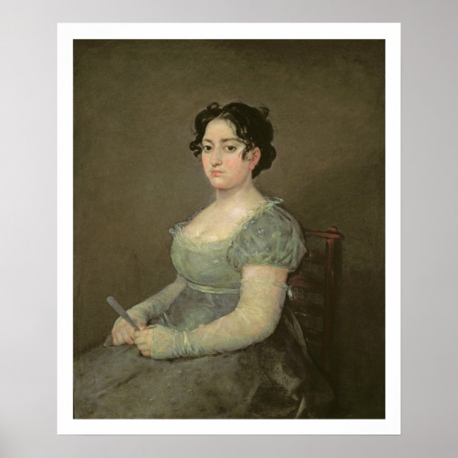 Poster Mulher com ventilador, c.1805-06 (óleo na canvas) (Frente)